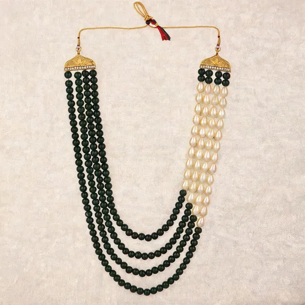 White_And_Green_Layered_Necklace_Alloy_For_Unisex_Pack_Of_1
