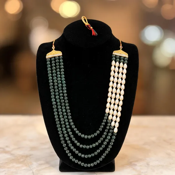 White_And_Green_Layered_Necklace_Alloy_For_Unisex_Pack_Of_1