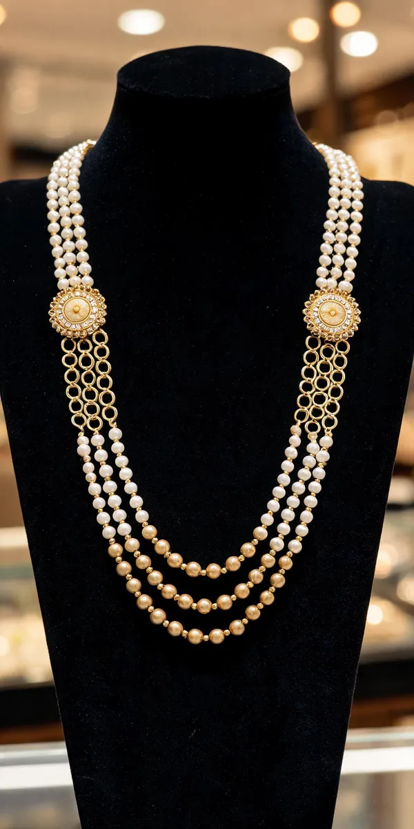 White_Layered_Necklace_Alloy_For_Unisex_Pack_Of_1