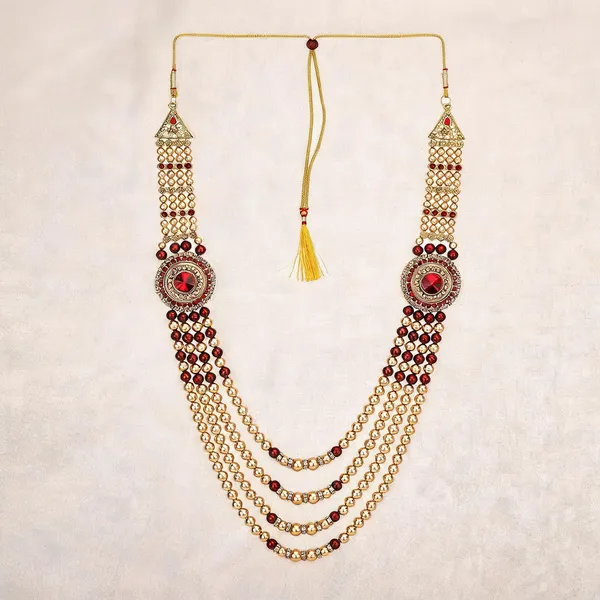 Maroon_And_Gold_Layered_Necklace_Alloy_For_Unisex_Pack_Of_1