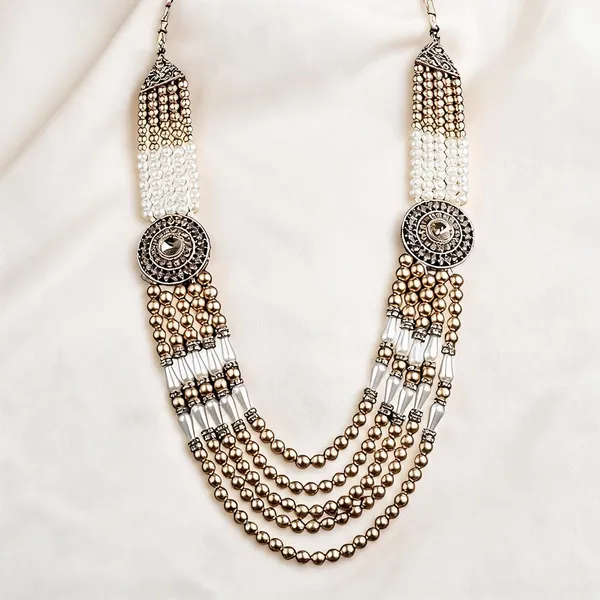White_And_Gold_Layered_Necklace_Alloy_For_Unisex_Pack_Of_1