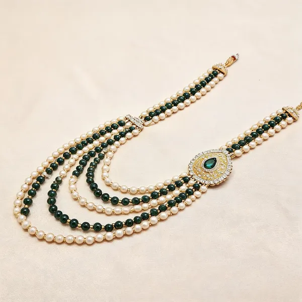 Green_And_Gold_Layered_Necklace_Alloy_For_Unisex_Pack_Of_1