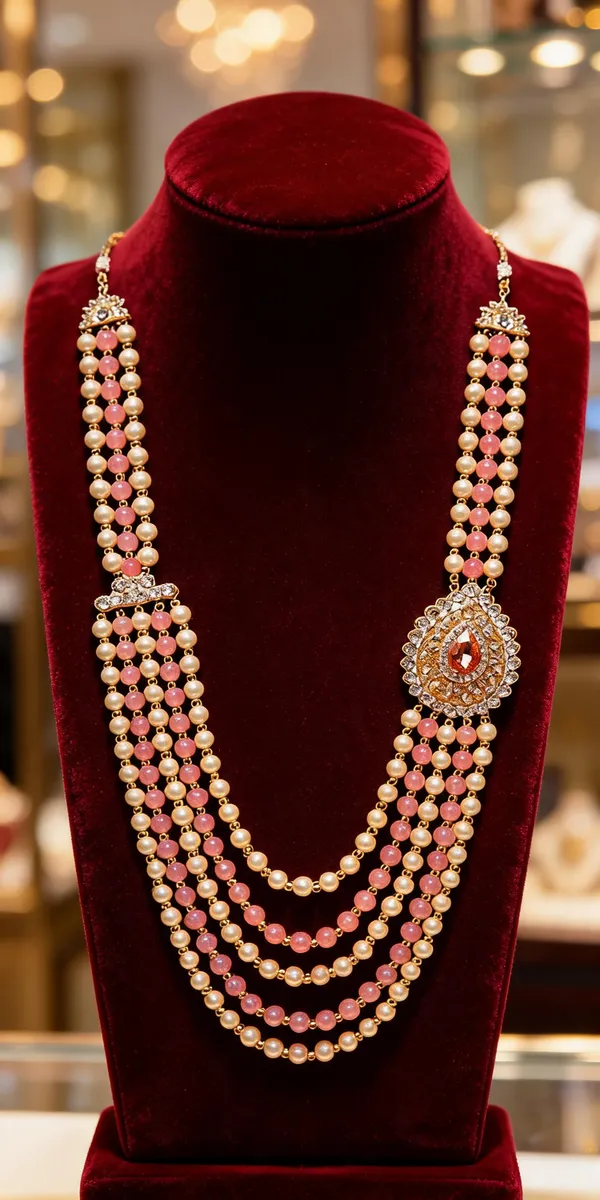 Pink_And_Gold_Layered_Necklace_Alloy_For_Unisex_Pack_Of_1