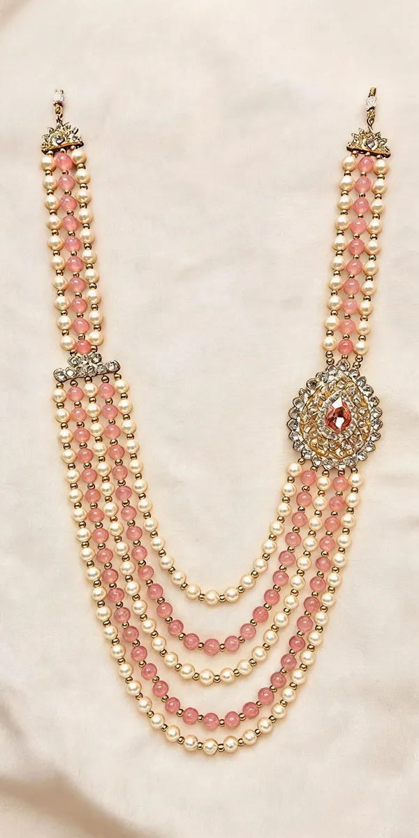 Pink_And_Gold_Layered_Necklace_Alloy_For_Unisex_Pack_Of_1
