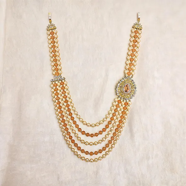 Orange_And_Gold_Layered_Necklace_Alloy_For_Unisex_Pack_Of_1