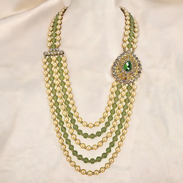 Green_And_Gold_Layered_Necklace_Alloy_For_Unisex_Pack_Of_1