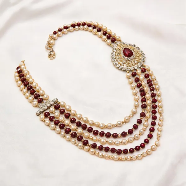 Maroon_And_Lavender_Necklace_Alloy_For_Unisex_Pack_Of_1