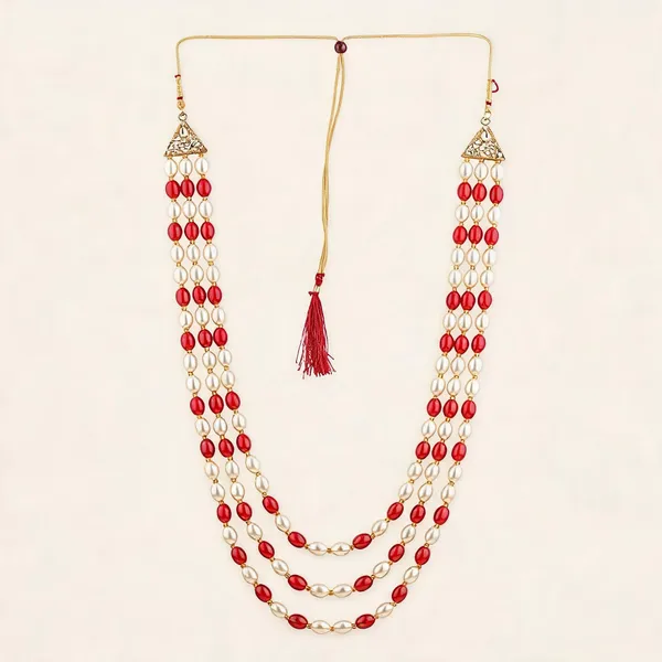 Red_And_White_Necklace_Alloy_For_Unisex_Pack_Of_1