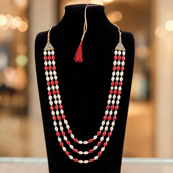 Red_And_White_Necklace_Alloy_For_Unisex_Pack_Of_1