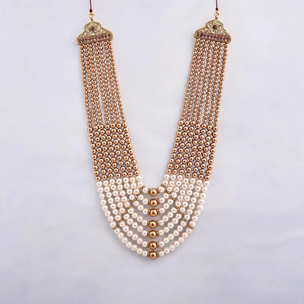 Gold_And_White_Layered_Necklace_Alloy_For_Unisex_Pack_Of_1
