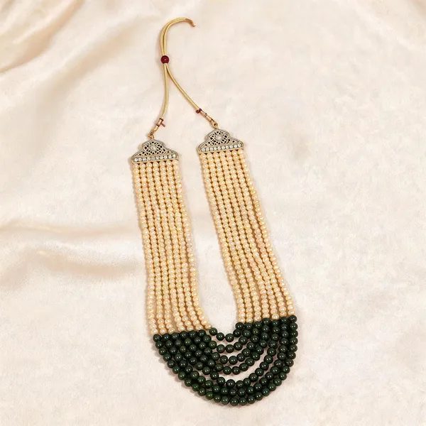 Green_And_Gold_Layered_Necklace_Alloy_For_Unisex_Pack_Of_1