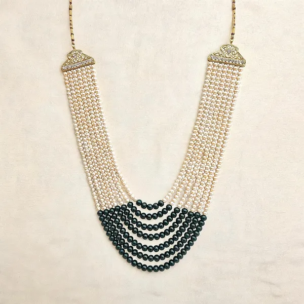 Green_And_White_Layered_Necklace_Alloy_For_Unisex_Pack_Of_1