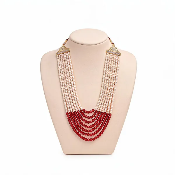 Red_And_White_Layered_Necklace_Alloy_For_Unisex_Pack_Of_1