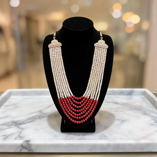 Red_And_White_Layered_Necklace_Alloy_For_Unisex_Pack_Of_1