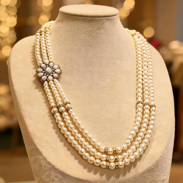 White_Layered_Necklace_Alloy_For_Unisex_Pack_Of_1