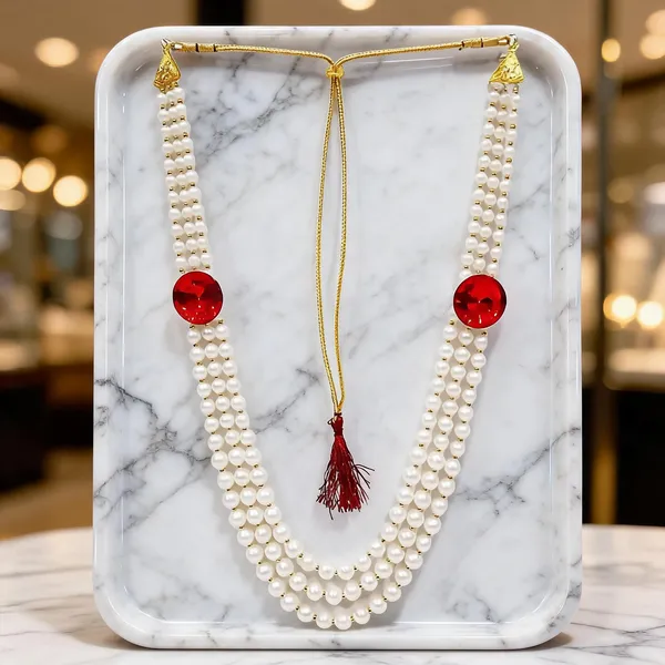 White_And_Red_Necklace_Alloy_For_Unisex_Pack_Of_1
