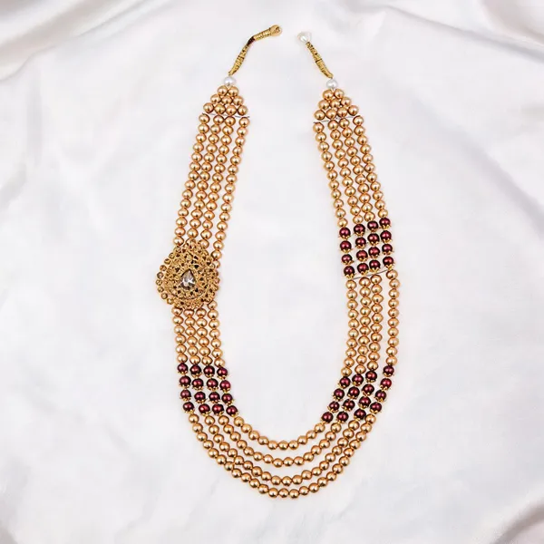 Maroon_And_Gold_Layered_Necklace_Alloy_For_Unisex_Pack_Of_1