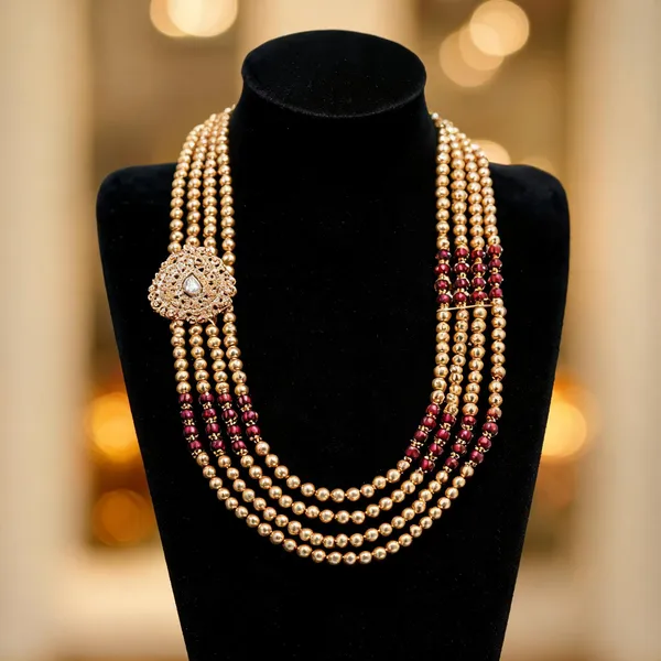 Maroon_And_Gold_Layered_Necklace_Alloy_For_Unisex_Pack_Of_1