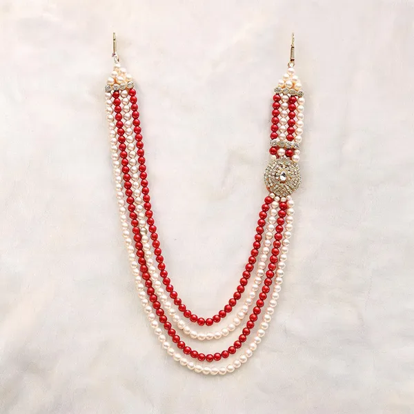 White_And_Red_Layered_Necklace_Alloy_For_Unisex_Pack_Of_1