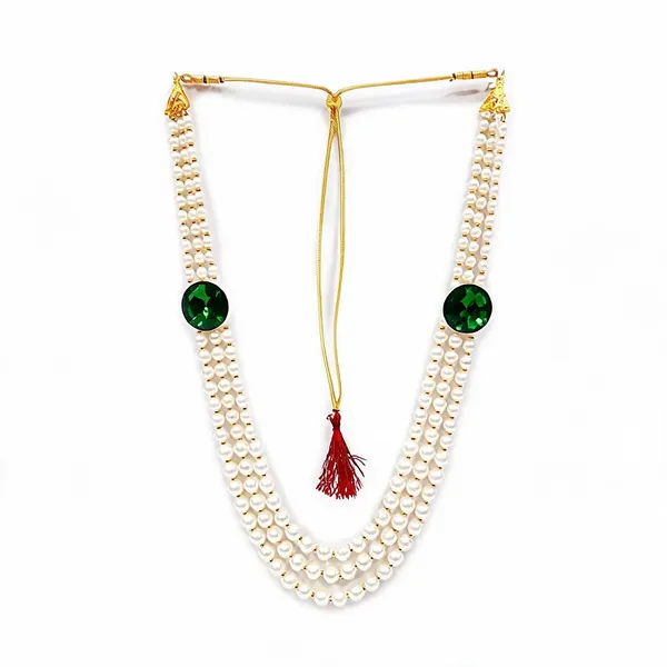 Green_And_White_Necklace_Alloy_For_Unisex_Pack_Of_1