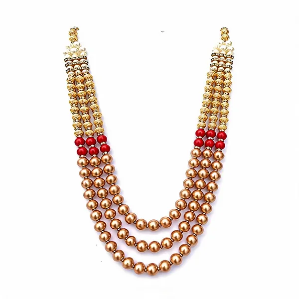 Gold_And_Red_Layered_Necklace_Alloy_For_Unisex_Pack_Of_1