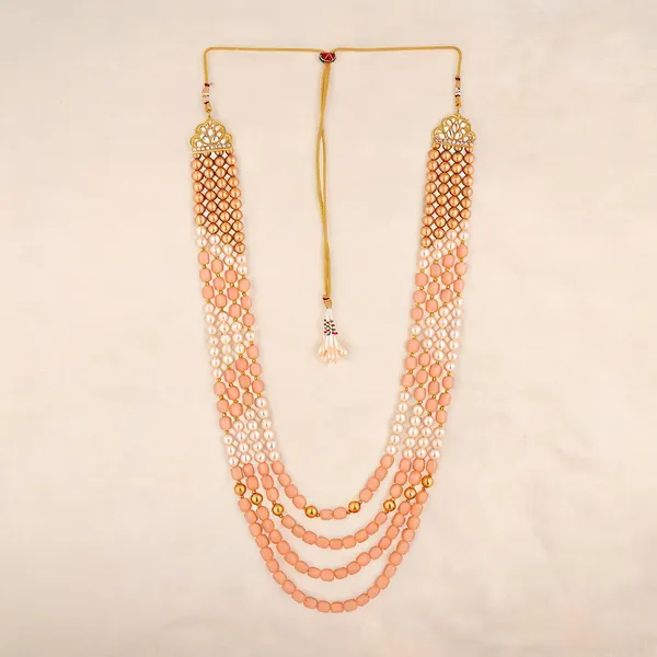 Pink_And_White_Layered_Necklace_Alloy_For_Unisex_Pack_Of_1