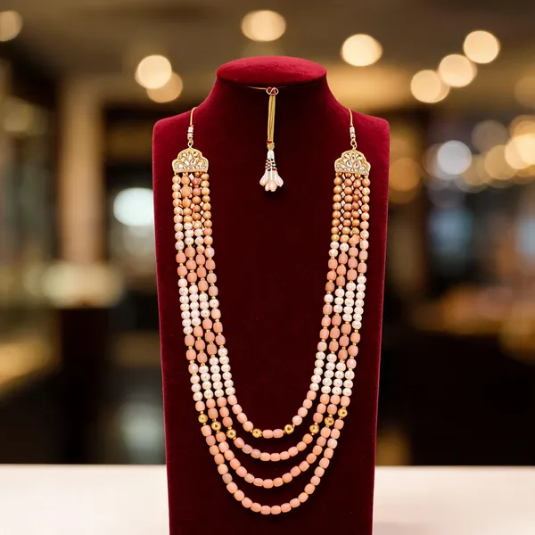 Pink_And_White_Layered_Necklace_Alloy_For_Unisex_Pack_Of_1
