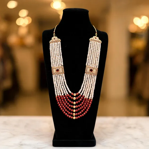 White_And_Red_Layered_Necklace_Alloy_For_Unisex_Pack_Of_1