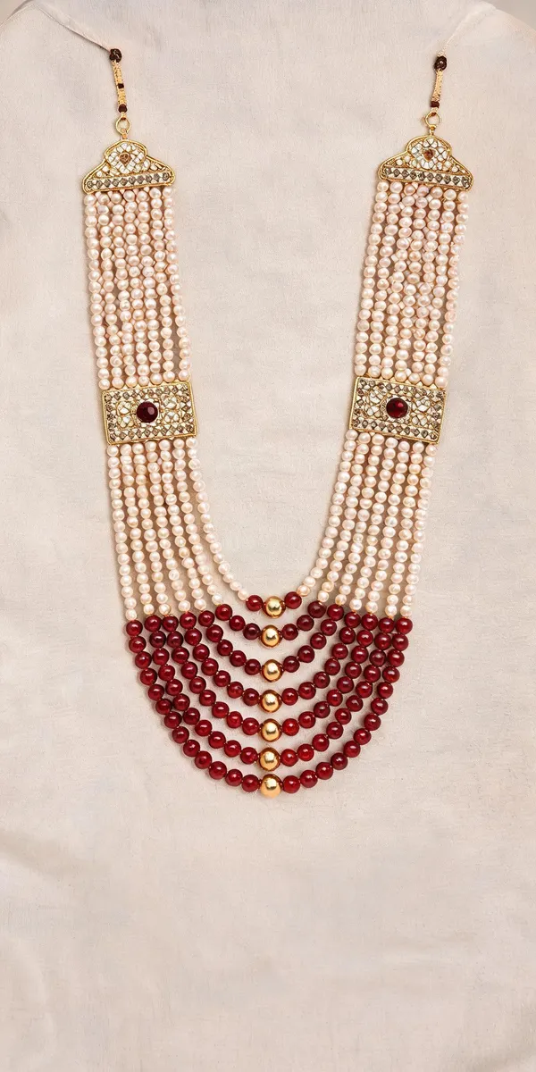 White_And_Red_Layered_Necklace_Alloy_For_Unisex_Pack_Of_1