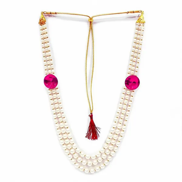 White_And_Pink_Layered_Necklace_Alloy_For_Unisex_Pack_Of_1