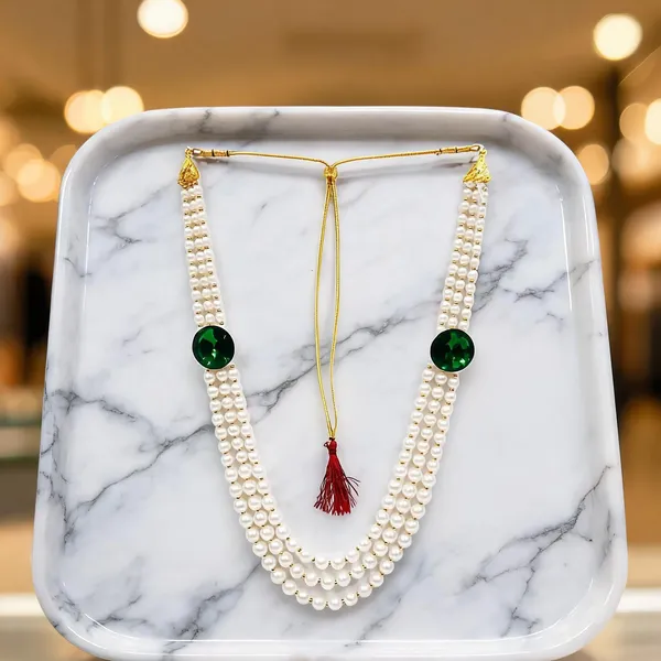 White_And_Green_Layered_Necklace_Alloy_For_Unisex_Pack_Of_1