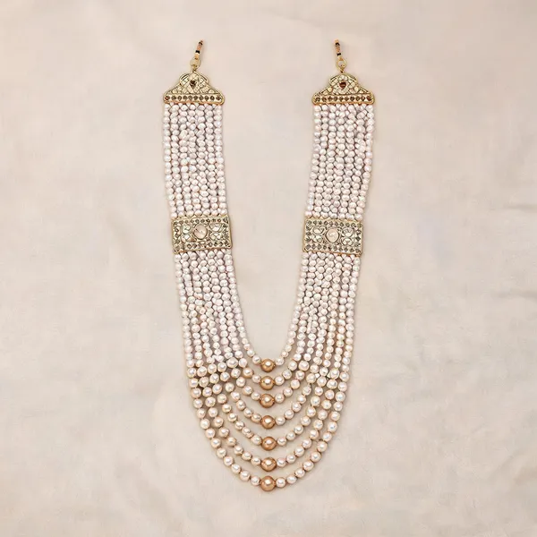 White_And_Gold_Layered_Necklace_Alloy_For_Unisex_Pack_Of_1