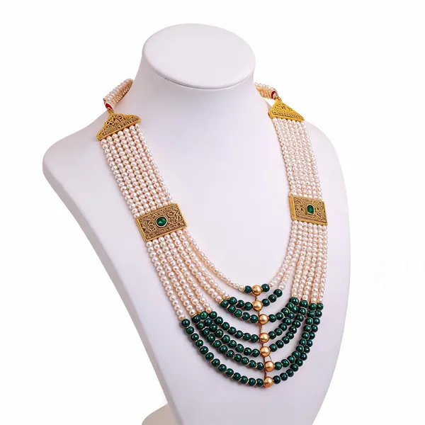 White_And_Green_Layered_Necklace_Alloy_For_Unisex_Pack_Of_1