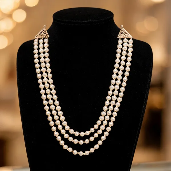 White_Layered_Necklace_Alloy_For_Unisex_Pack_Of_1