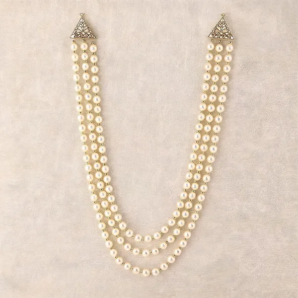 White_Layered_Necklace_Alloy_For_Unisex_Pack_Of_1
