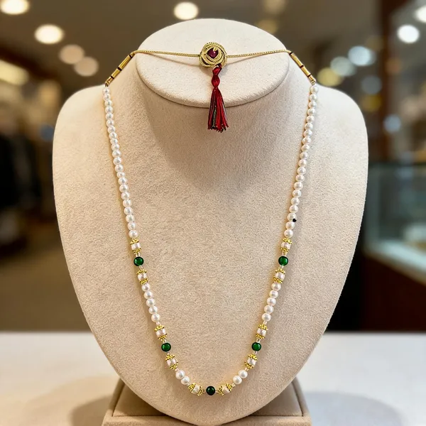 White_And_Green_Layered_Necklace_Alloy_For_Unisex_Pack_Of_1