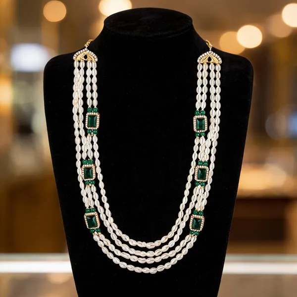 White_And_Green_Necklace_Alloy_For_Unisex_Pack_Of_1