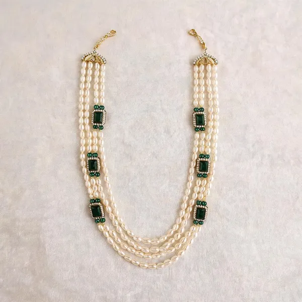 White_And_Green_Necklace_Alloy_For_Unisex_Pack_Of_1