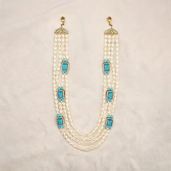 White_And_Blue_Necklace_Alloy_For_Unisex_Pack_Of_1