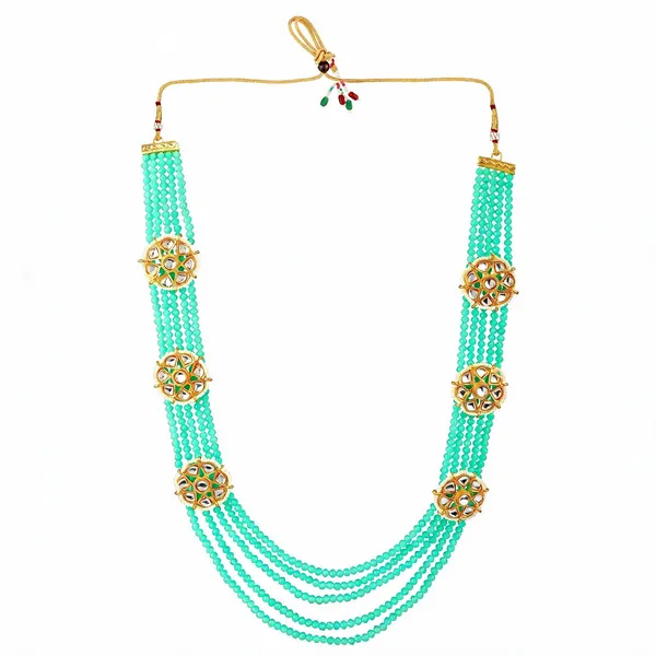 Green_And_White_Necklace_Alloy_For_Unisex_Pack_Of_1
