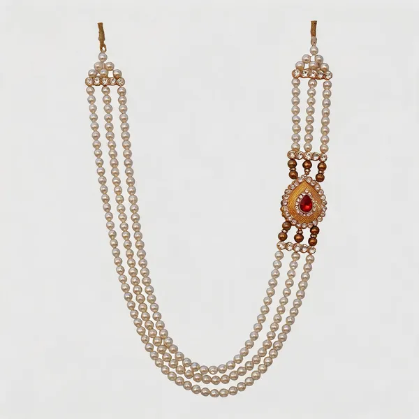 White_And_Maroon_Necklace_Alloy_For_Unisex_Pack_Of_1