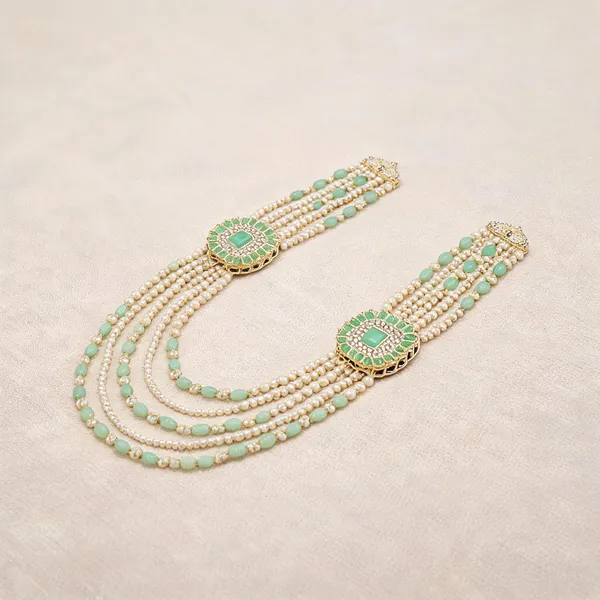 Green_And_White_Layered_Necklace_Alloy_For_Unisex_Pack_Of_1