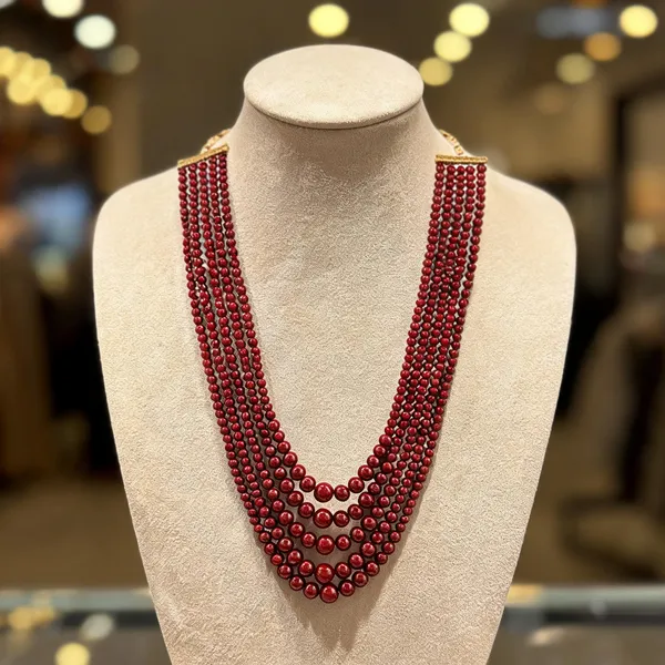 Maroon_Layered_Necklace_Alloy_For_Unisex_Pack_Of_1