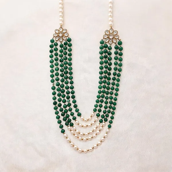 Green_And_White_Layered_Necklace_Alloy_For_Unisex_Pack_Of_1