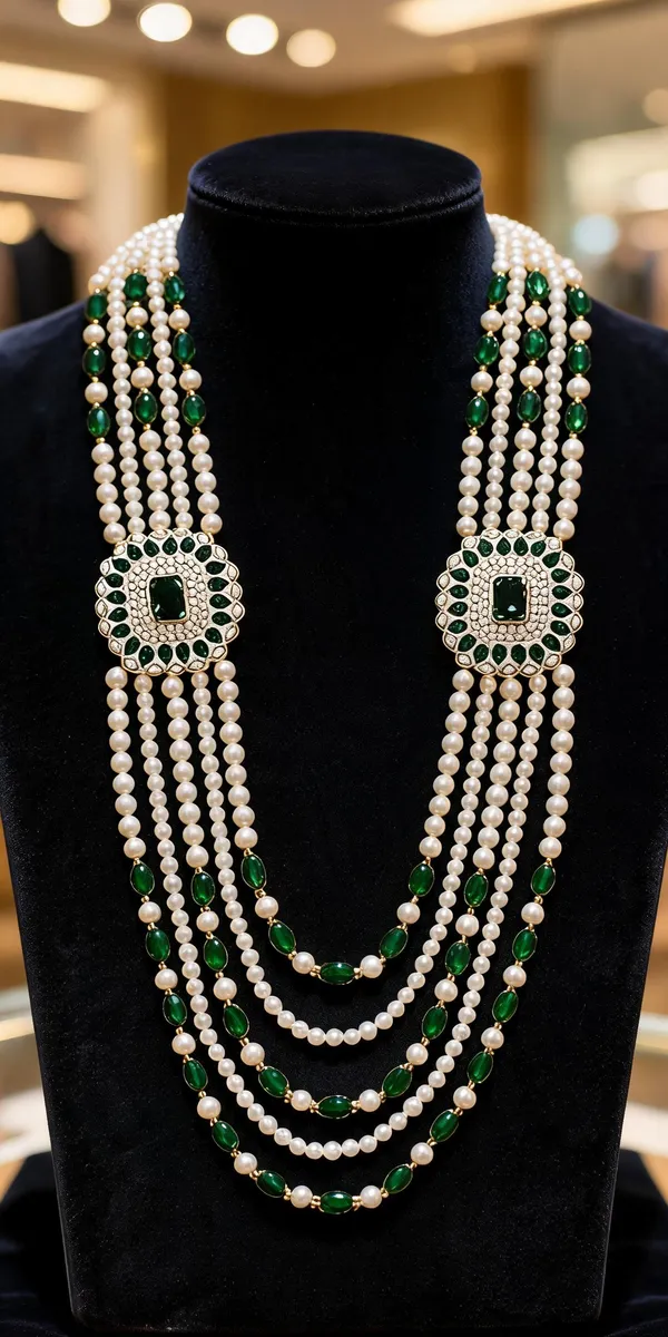 Green_And_White_Layered_Necklace_Alloy_For_Unisex_Pack_Of_1