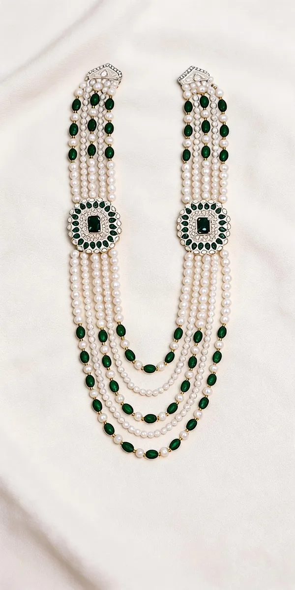 Green_And_White_Layered_Necklace_Alloy_For_Unisex_Pack_Of_1