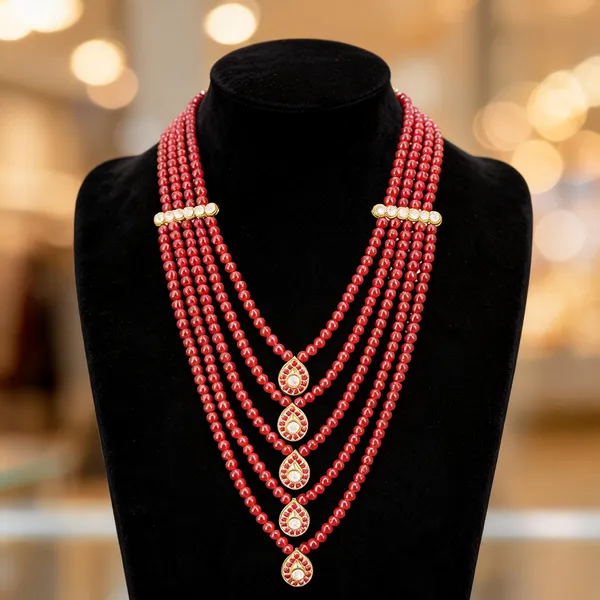 Maroon_Layered_Necklace_Alloy_For_Unisex_Pack_Of_1
