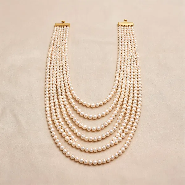 White_Layered_Necklace_Alloy_For_Men_Pack_Of_1