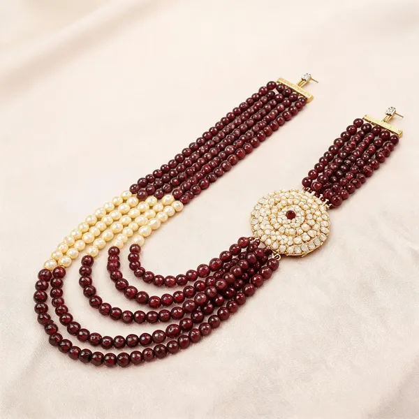Maroon_And_Gold_Necklace_Alloy_For_Unisex_Pack_Of_1