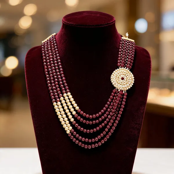 Maroon_And_Gold_Necklace_Alloy_For_Unisex_Pack_Of_1
